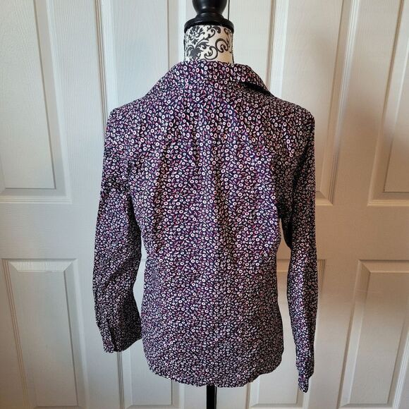 Talbots red, white and blue floral button up shirt - Picture 3 of 7